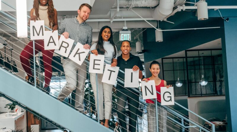 Coworkers Standing on a Stairway